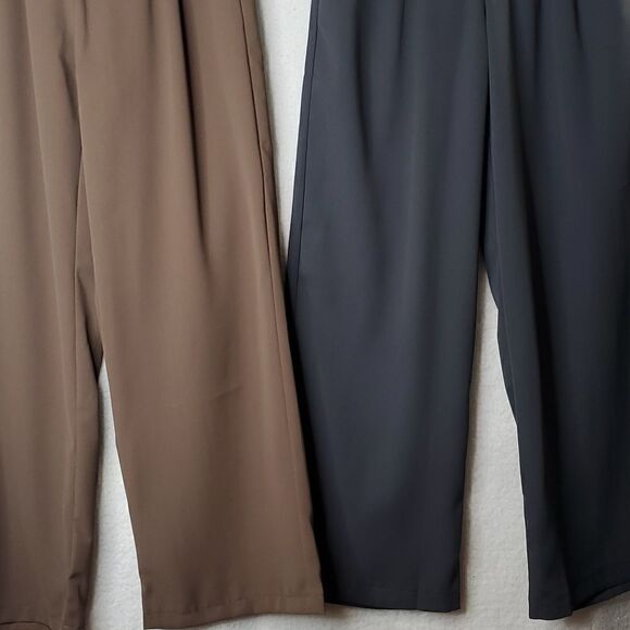 Lot of 3 Wide Legged Pants Grey, Brown, Black Trousers Size Small - Picture 11 of 17